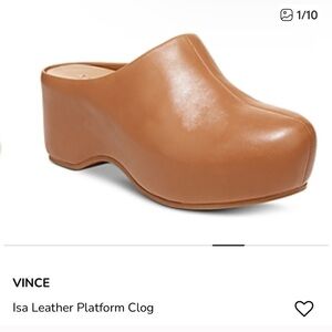 Vince Tan Leather Isa Platform Clog Mule high brown slides Bergdorf Goodman